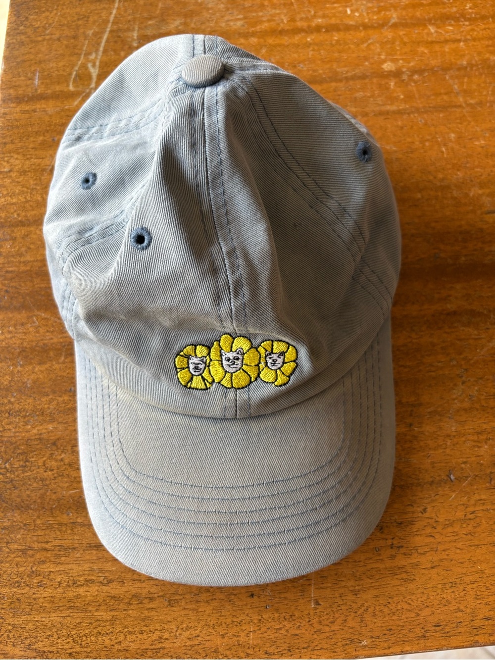 Ripndip Gray Baseball Cap with Yellow Flower Faces Embroidery